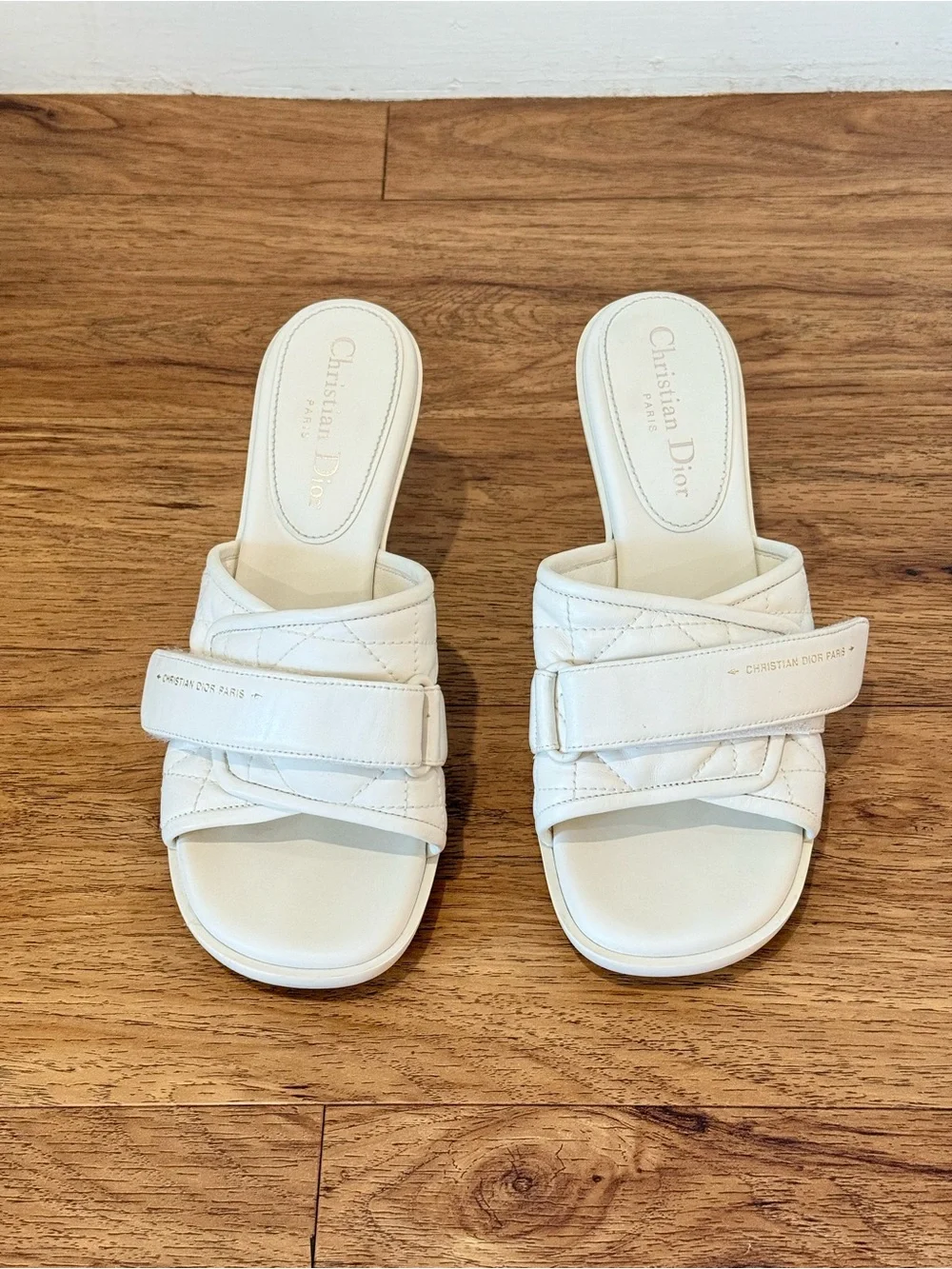 Christian Dior Paris Ivory Quilted Mule Heels EU 38.5 US 8.5